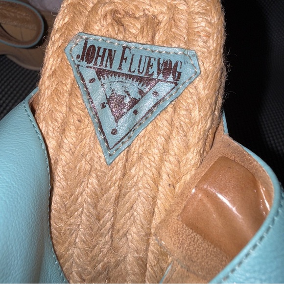 John Fluevog Mountain Rushmore Sandals Buckle Clogs Aqua Blue Leather Shoes - Picture 8 of 10
